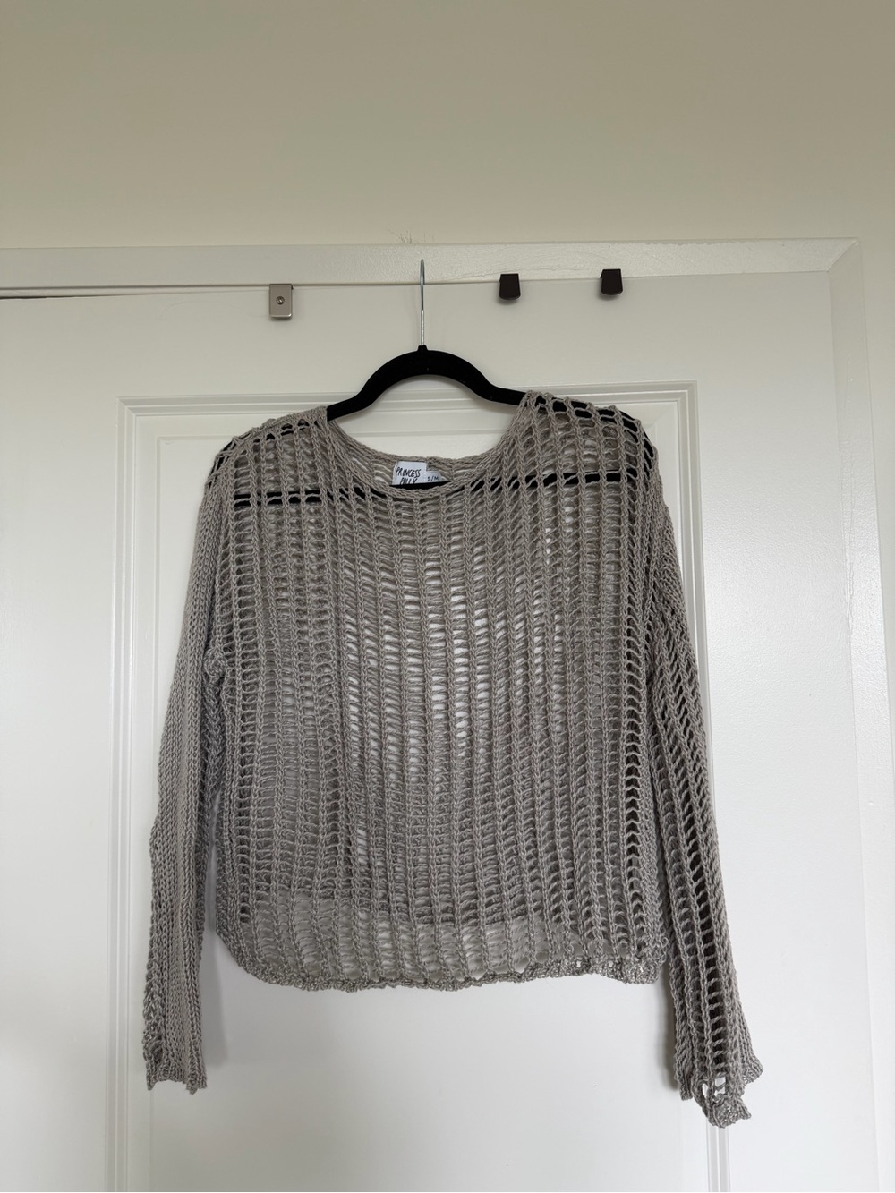 Lightweight Open-Knit Crewneck Sweater - grey